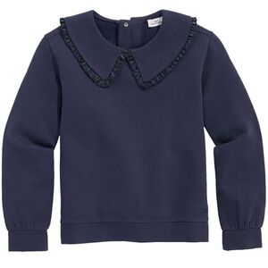 NWOT - vineyard vines Girls' Ruffle Collar Sweatshirt, Nautical Navy